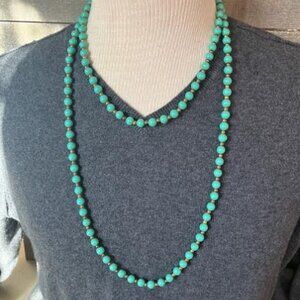 Mint Green and gold colored double strand beaded necklace.  total